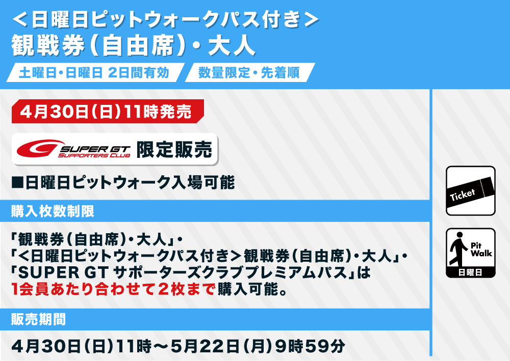 鈴鹿サーキット　スーパGT自由席入場券