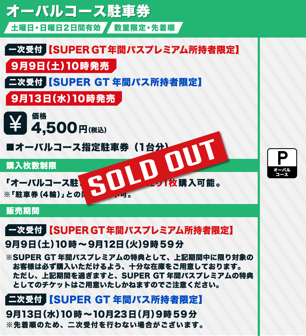 2023 SUPERGT S4エリア指定駐車券 スーパーgt チケット-