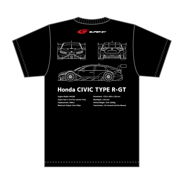 2024 GT500マシン Tシャツ Honda (ブラック/3Lサイズ）