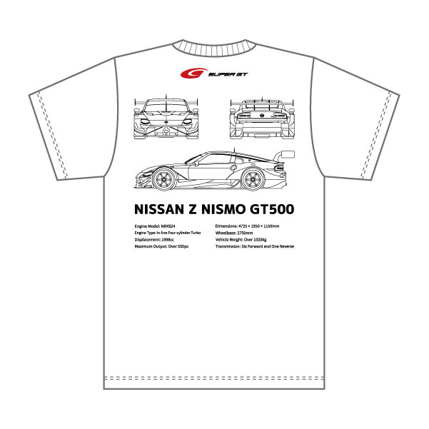 2024 GT500マシン Tシャツ NISSAN (ホワイト/XLサイズ）