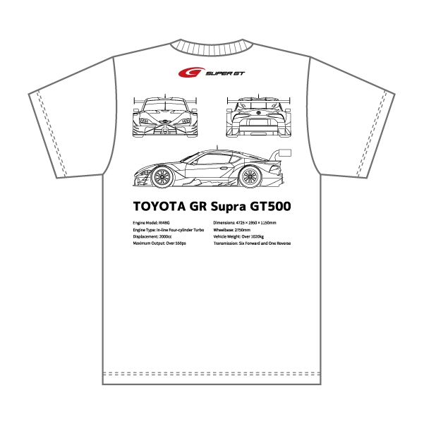 2024 GT500マシン Tシャツ TOYOTA (ホワイト/XLサイズ）